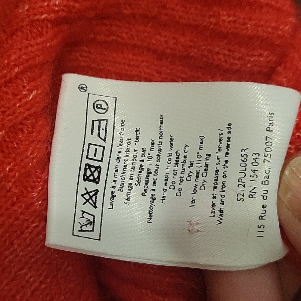 Sezane Red Crewneck Button-Front Sweater - Picture 7 of 9